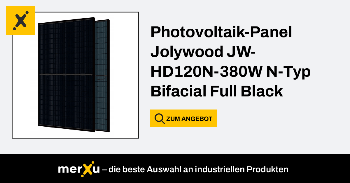 Jolywood Photovoltaik Panel JW HD120N 380W N Typ Bifacial Full Black