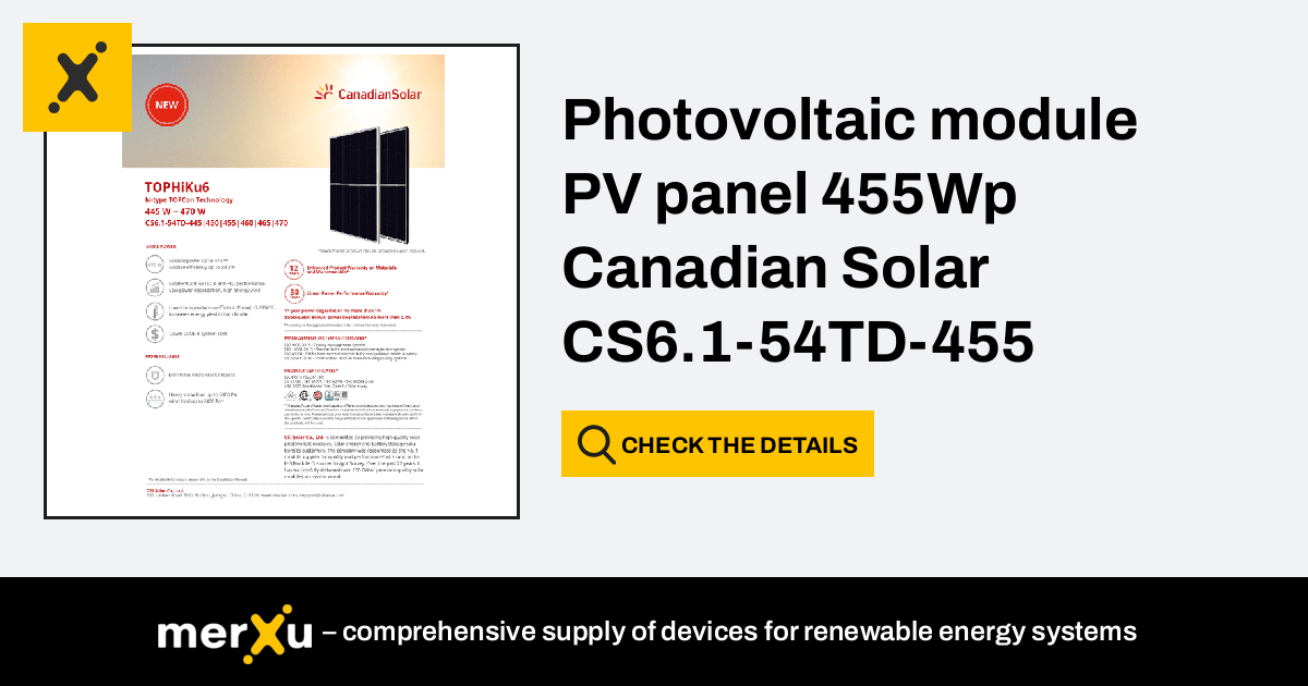 Canadian Solar Photovoltaic Module PV Panel 455Wp TOPHiKu6 N Type