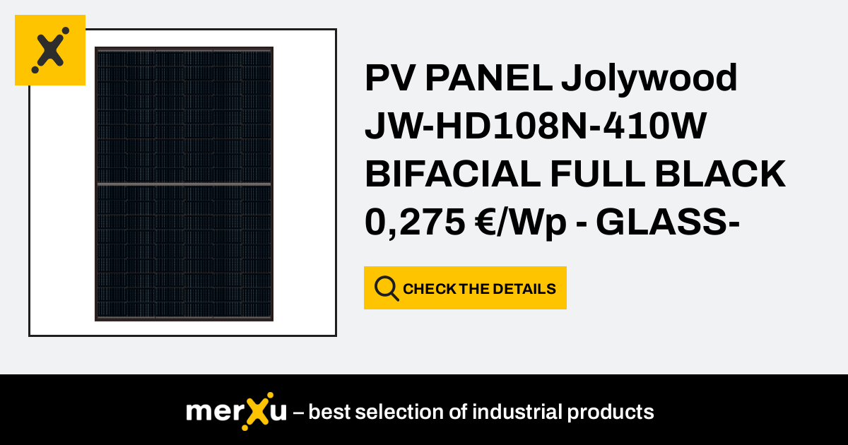 Jolywood PV PANEL JW HD108N 410W BIFACIAL FULL BLACK 0 215 Wp GLASS