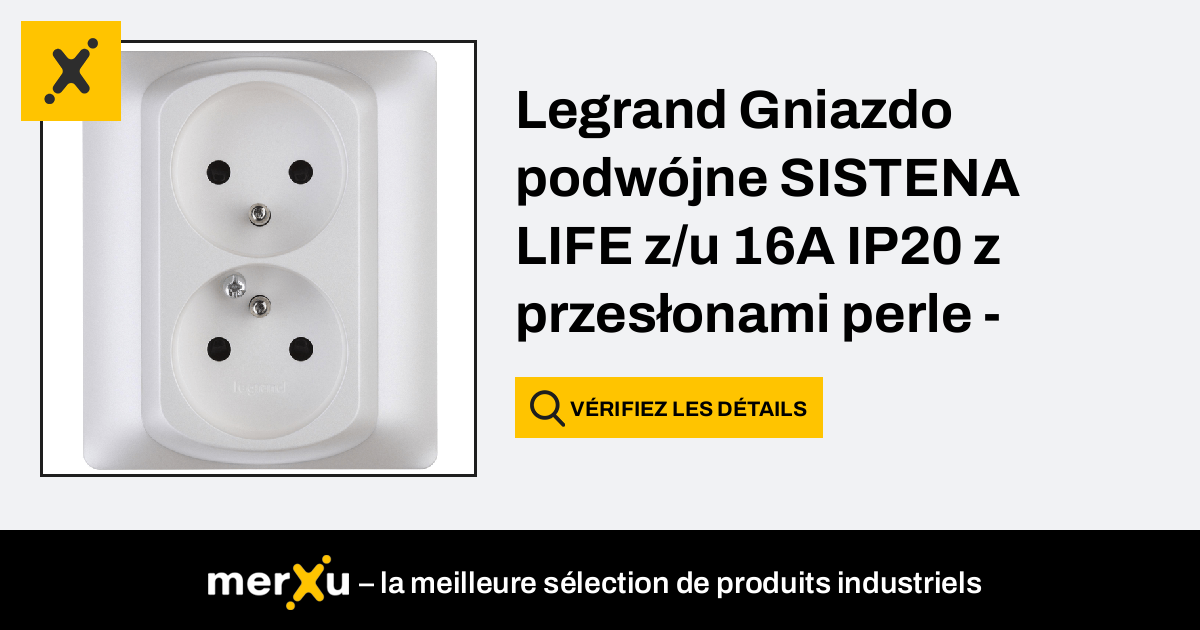 Legrand Gniazdo podwójne SISTENA LIFE z u 16A IP20 z przesłonami perle