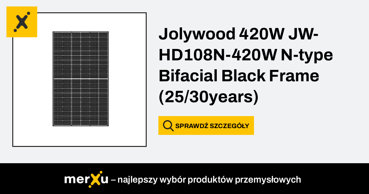 Jolywood 420W JW HD108N 420W N Type Bifacial Black Frame 25 30years