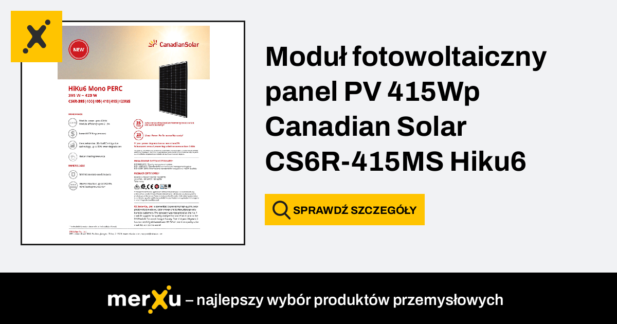 Canadian Solar Moduł fotowoltaiczny panel PV 415Wp Hiku6 Czarna Rama