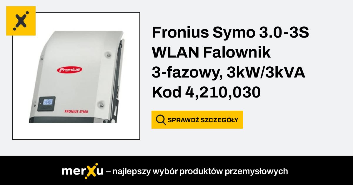 Fronius Symo 3 0 3S WLAN Falownik 3 Fazowy 3kW 3kVA Kod 4 210 030 MerXu