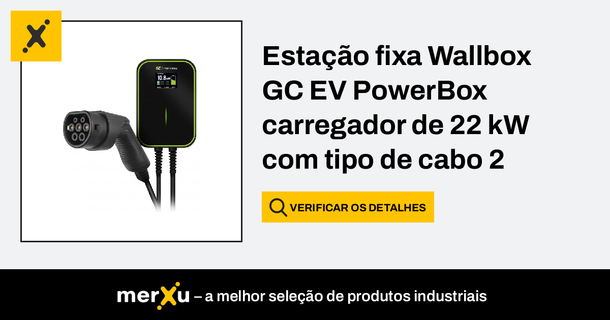 Green Cell Estação fixa Wallbox GC EV PowerBox carregador de 22 kW