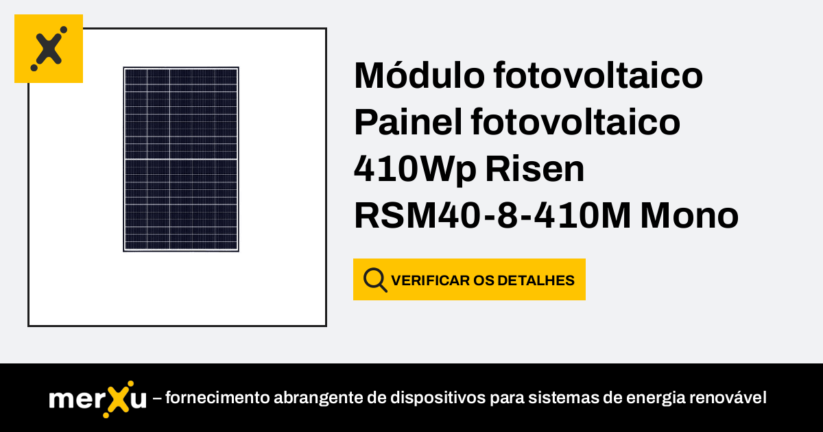 Risen Energy Módulo fotovoltaico Painel fotovoltaico 410Wp Risen RSM40