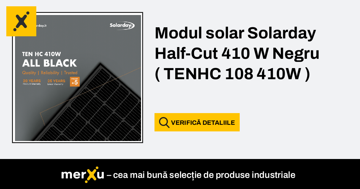 Solarday Modul Solar Half Cut 410 W Negru TENHC 108 410W MerXu