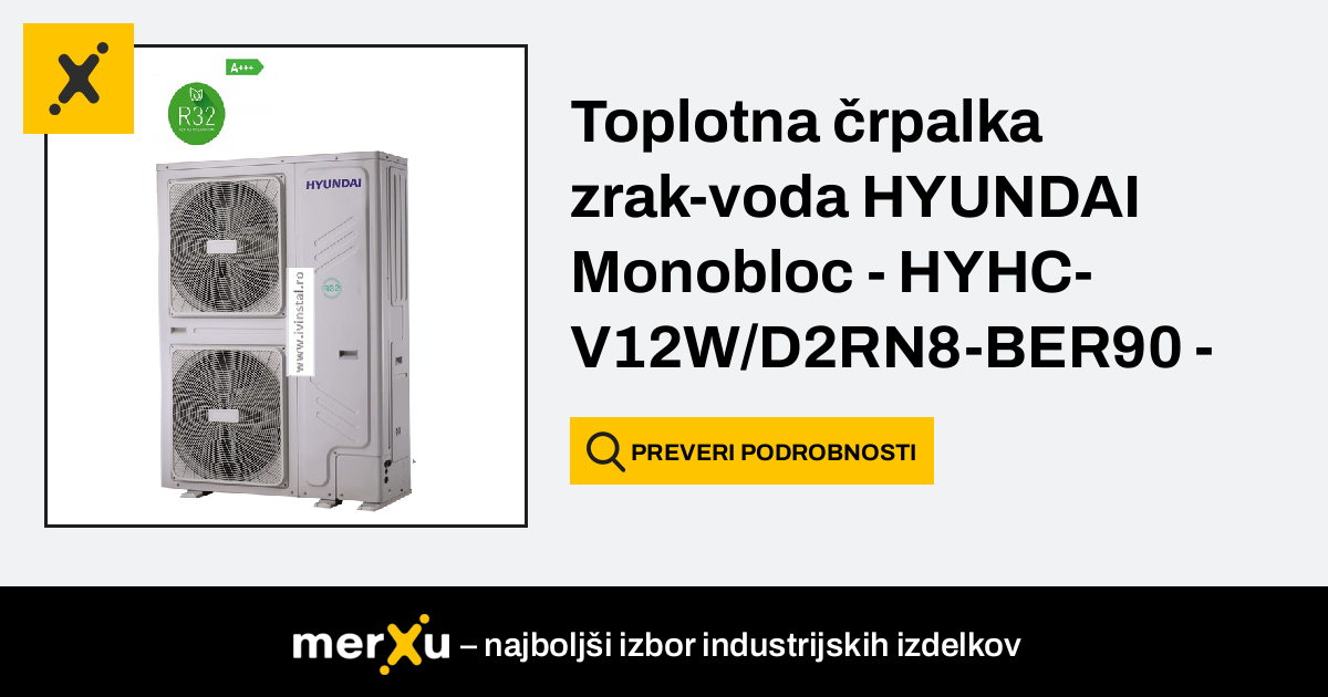 Hyundai Toplotna črpalka zrak voda Monobloc 12kW 380V R32 HYHC