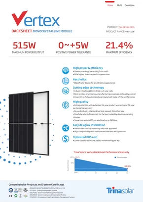 Fotovoltaický modul Trina Vertex (Backsheet) TSM-DE18M.08(II) 500W 500W