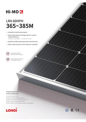 Fotovoltaikus modul Longi LR4-60HPH-380M 380W fekete