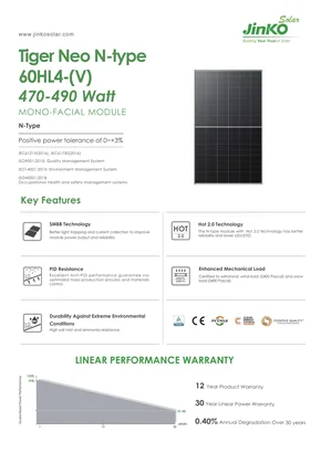 Fotovoltaický modul JinkoSolar JKM475N-60HL4 475W 1000V Stříbrná