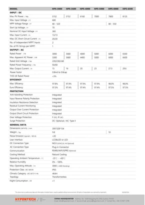 Таблиці даних Hypontech HPS 3-6.5K - Сторінка 2