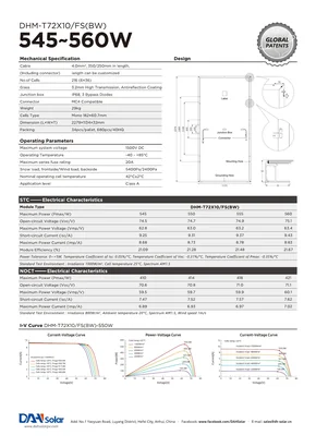 Datasheets Dah Solar DHM-T72X10/FS(BW) 545-560 Watt - Page 2