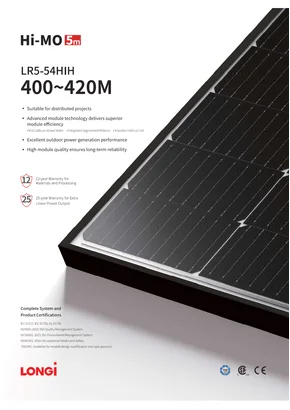 Modulo fotovoltaico Longi LR5-54HIH-410M 410W Argento