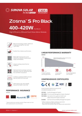 Sunova Solar fotovoltaický modul SS-BG405-54MDH 405W Plně černý