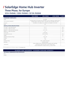 Fiches techniques SolarEdge Home Hub Inverter RWB48 - Page 3