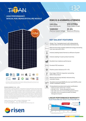 Photovoltaic module Risen Energy RSM132-8-655BMDG 655W