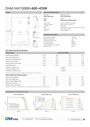 Datasheets Dah Solar DHM-54X10(BW) 400-415 Watt - Page 2