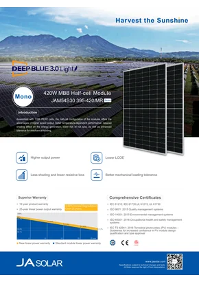 Module photovoltaïque Ja Solar JAM54S30-415/MR 415W Noir