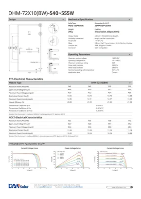 Fiches techniques Dah Solar DHM-72X10(BW) 540-555 Watt - Page 2