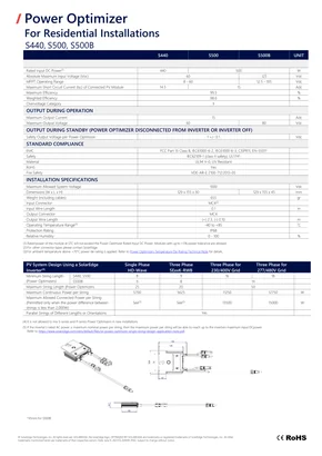 Datasheets SolarEdge Power Optimizer S440/ S500/ S500B - Lehekülg 2