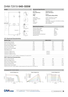 Fichas técnicas Dah Solar DHM-72X10 540-555 Watt - Página 2