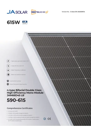 Fotovoltaikus modul Ja Solar JAM66D45-615/LB 615W