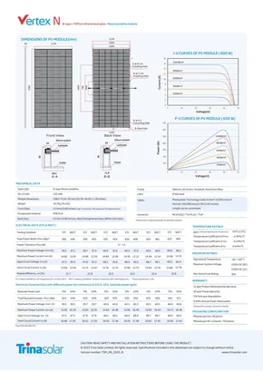 Fichas de dados Trina Vertex N (Dual Bifacial) TSM-NEG19RC.20 585-610 Watt - Página 2