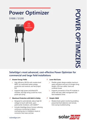 Power Optimizer S1000/ S1200