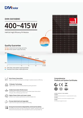 Fotovoltaikus modul Dah Solar DHM-54X10(BW) 410 410W Fekete