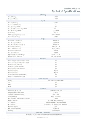 Fichas de dados Huawei SUN2000-330KTL-H1 - Página 2