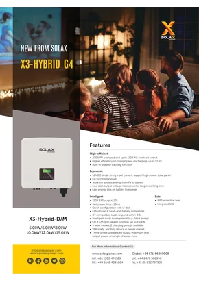 Hibrid inverter Solax teljesítmény X3-Hybrid-10.0-D 10000W