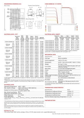 Fiches techniques Canadian Solar BiHiKu6 CS6W MB-AG 530-555 Watt - Page 2
