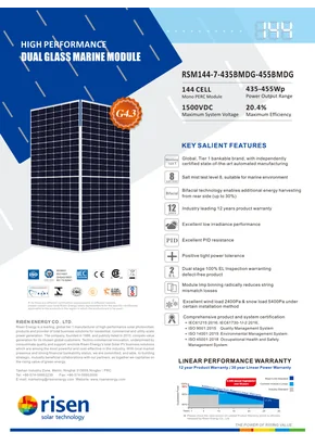 Risen Energy fotovoltaikus modul RSM144-7-450-BMDG 450W Ezüst