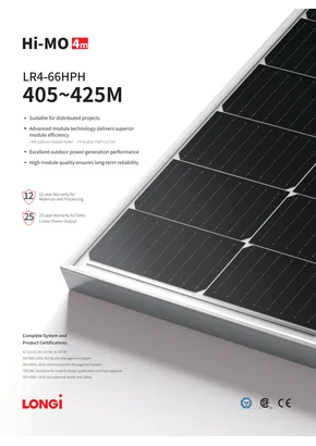 Módulo fotovoltaico Longi LR4-66HPH-410M 410W Negro