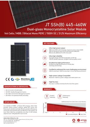 Jetion päikeseenergia moodul JT445SSh(B) 445W
