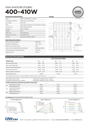Datasheets Dah Solar DHM-54X10-BF-FS(BB) 400-410 Watt - Page 2