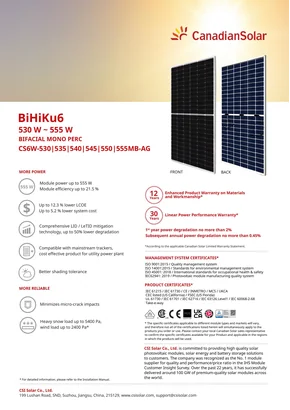 Fotovoltački modul Canadian Solar BiHiKu6 CS6W-550MB-AG 550W