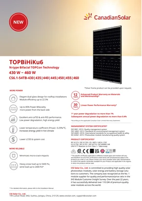 Fotovoltački modul Canadian Solar CS6.1-54TB-445 445W Crno