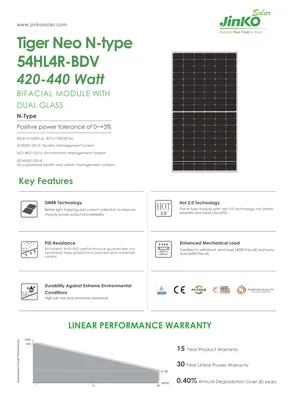 Fotovoltački modul JinkoSolar JKM435N-54HL4R-BDV 435W Srebrna