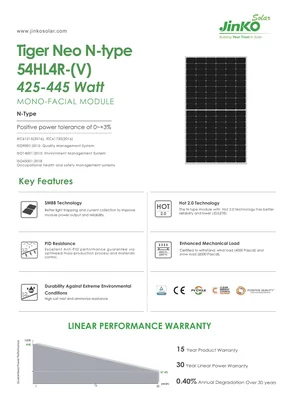 Fotovoltački modul JinkoSolar JKM445N-54HL4R-V 445W 1500V Srebrna