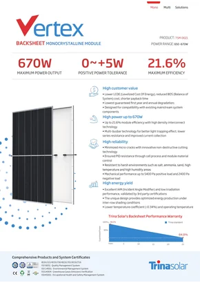 Fotovoltački modul Trina Vertex (Backsheet) TSM-DE21 665W 665W