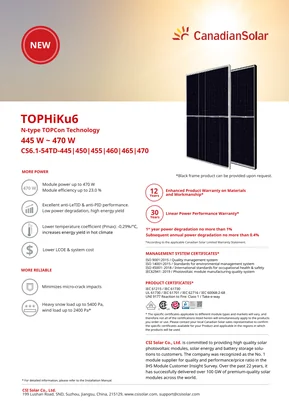 Фотоволтаичен модул Canadian Solar CS6.1-54TD 455 455W Сребърен