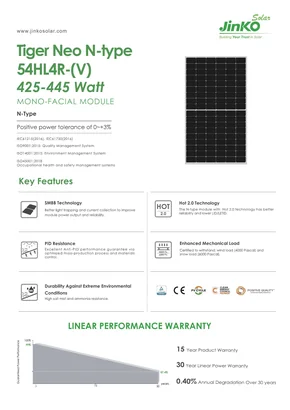 Fotovoltaický modul JinkoSolar JKM430N-54HL4R 430W 1000V Černá