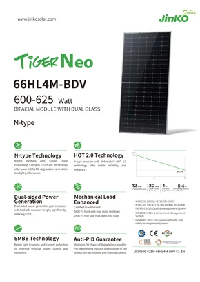 Fotovoltaický modul JinkoSolar JKM610N-66HL4M-BDV 610W Stříbrná