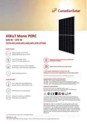 Fotovoltaikus modul Canadian Solar HiKu7 CS7N-655MS 655W