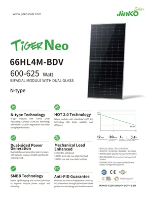 Fotovoltaikus modul JinkoSolar JKM615N-66HL4M-BDV 615W Ezüst