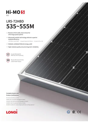 Fotovoltaikus modul Longi LR5-72HBD-540M 540W