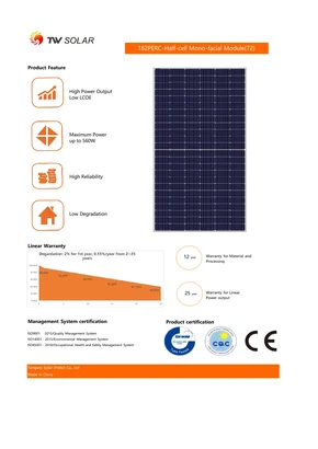 Fotovoltaikus modul TW Solar TWMPD-72HS 555 555W