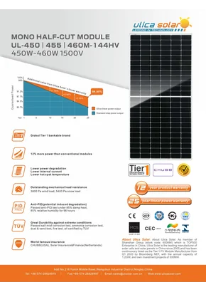 Fotovoltaikus modul Ulica Solar UL-455M-144HV 455W Ezüst
