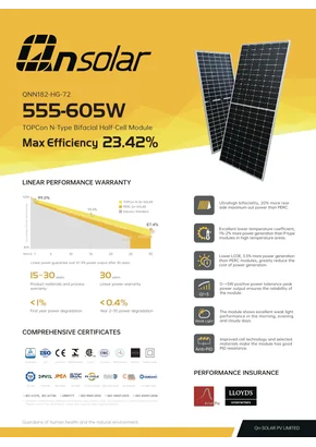 Fotovoltainen moduuli Qn-solar QNN182-HG570-72 570W Hopea